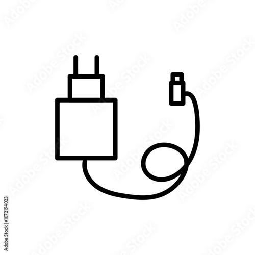 Charger icon black and white vector outline sign