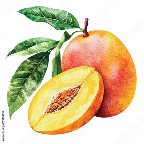  Mango fruit watercolor clipart illustration