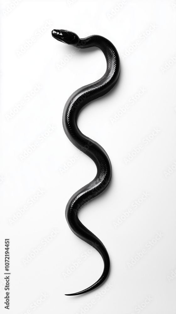Obraz premium A black snake on a white background