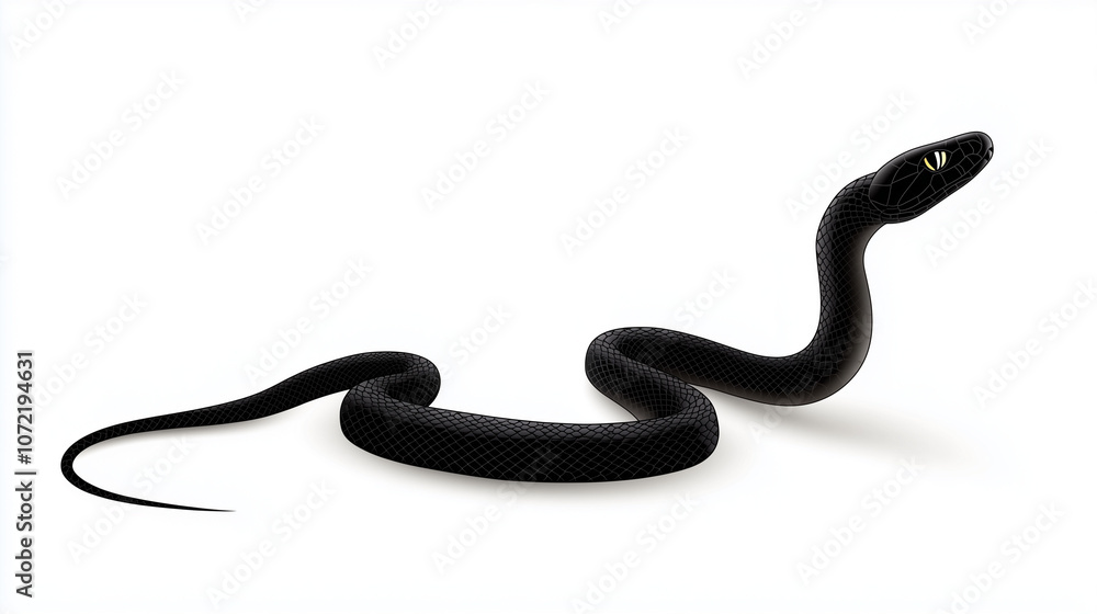 Fototapeta premium A black snake on a white background