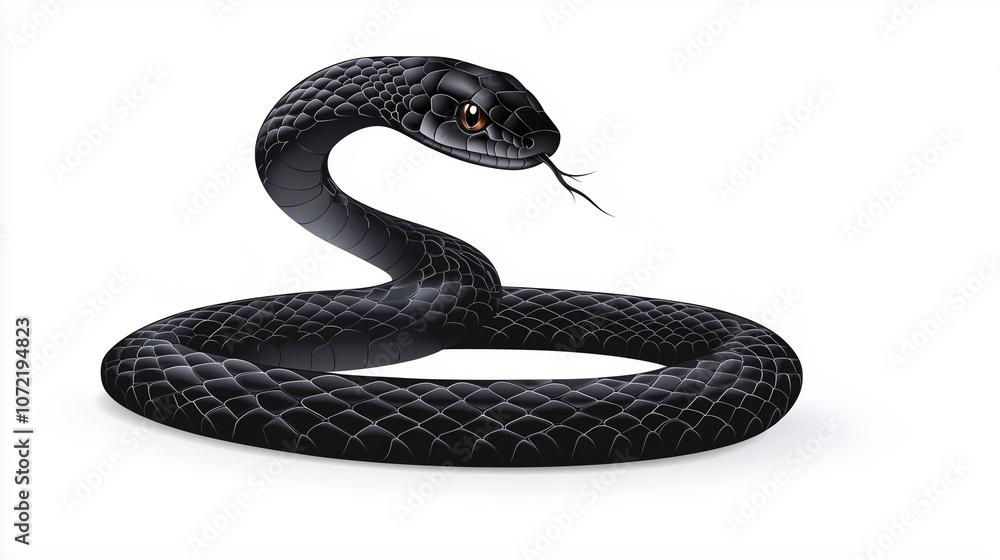 Obraz premium A black snake on a white background