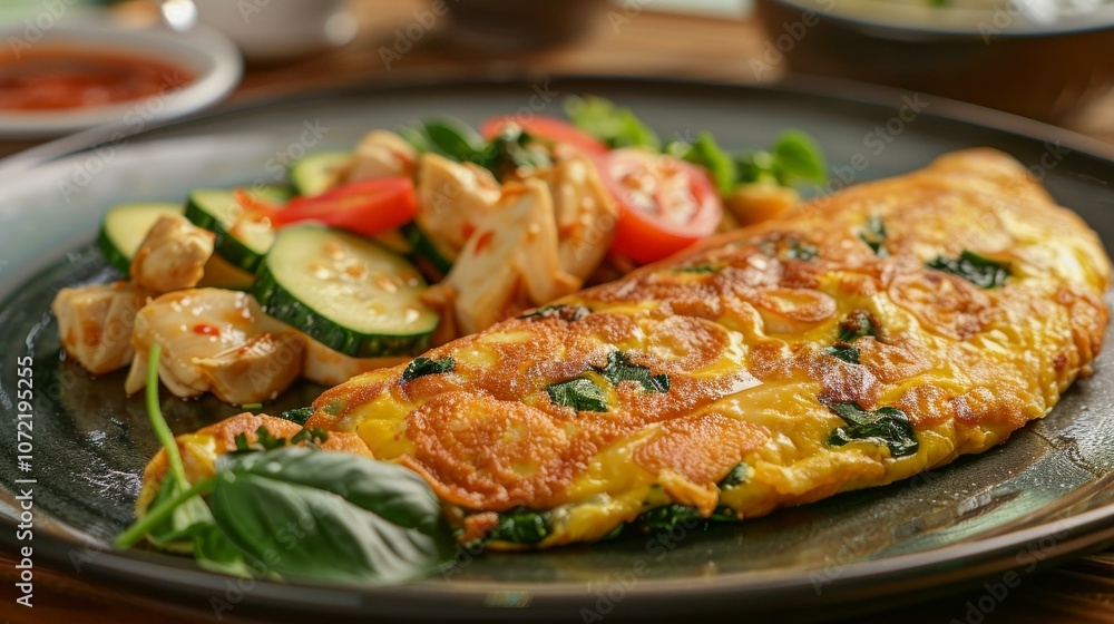 omelette with chicken and vegetables omelette with chicken and vegetables