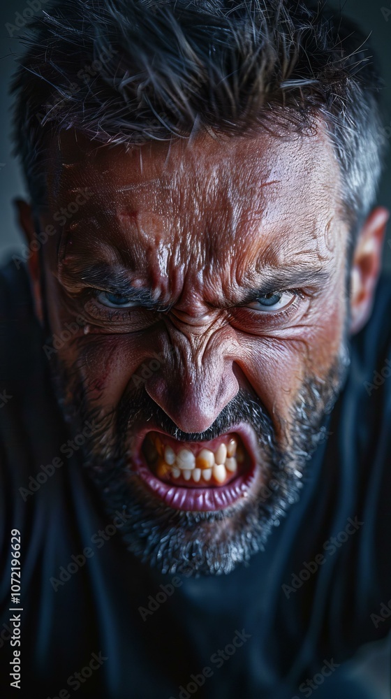 Close-up Angry Male Portrait Close-up Angry Male Portrait