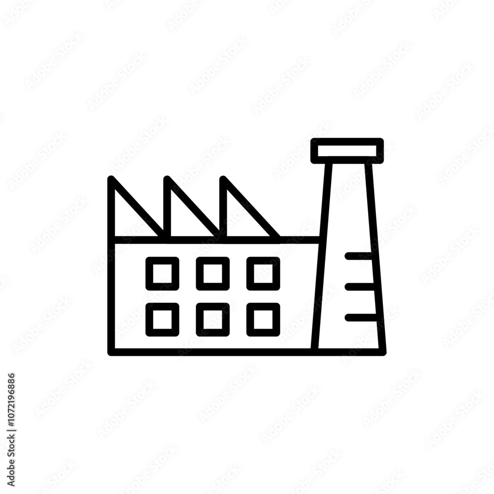 Factory icon black and white vector outline sign Factory icon black and white vector outline sign
