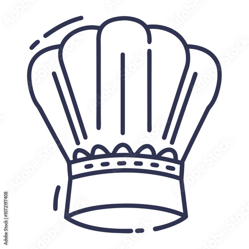 Chef hat icon illustration featuring a classic toque design in a simple line art style
