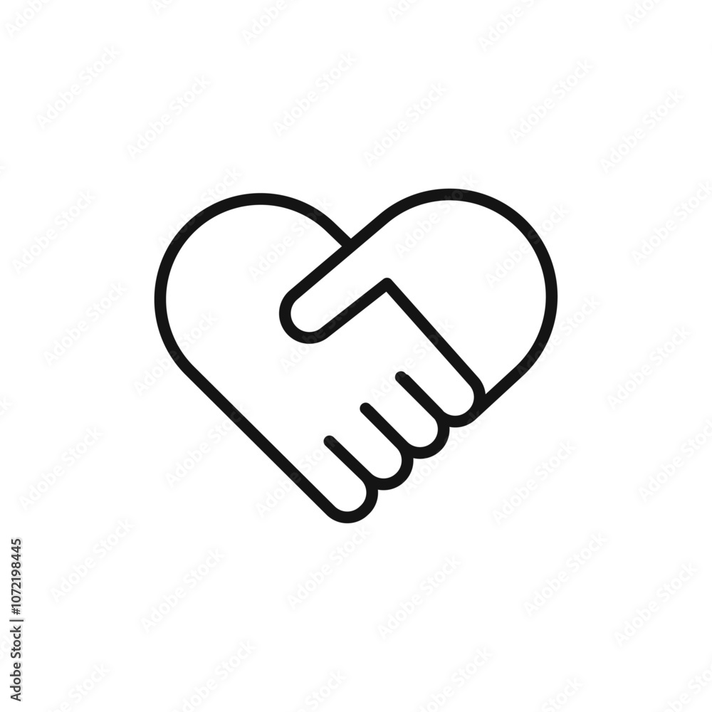 Fototapeta premium Handshake icon black and white vector outline sign
