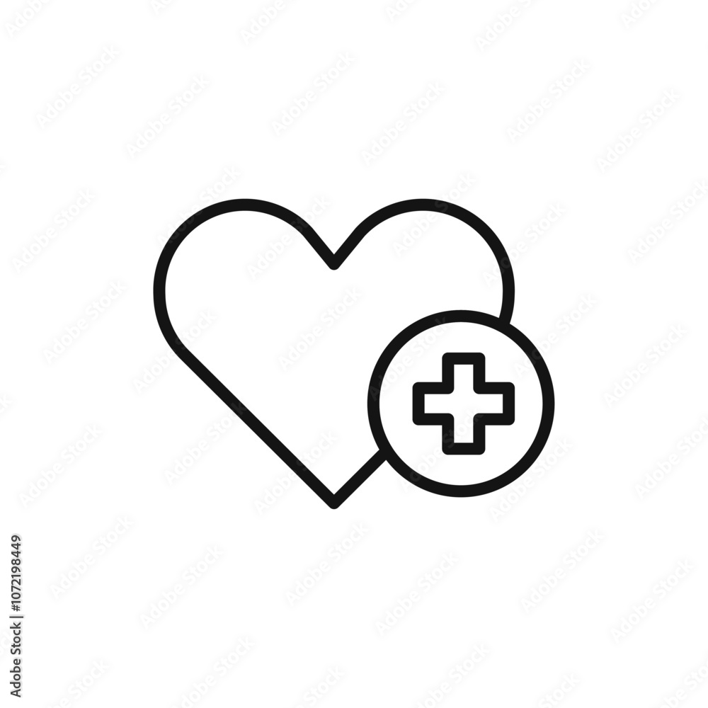 Fototapeta premium Health care icon black and white vector outline sign