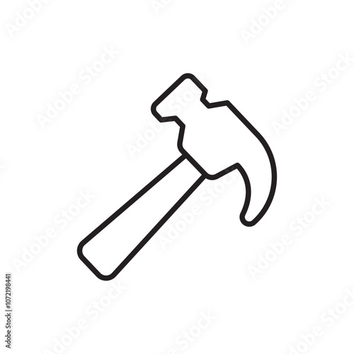 Hammer icon black and white vector outline sign photo