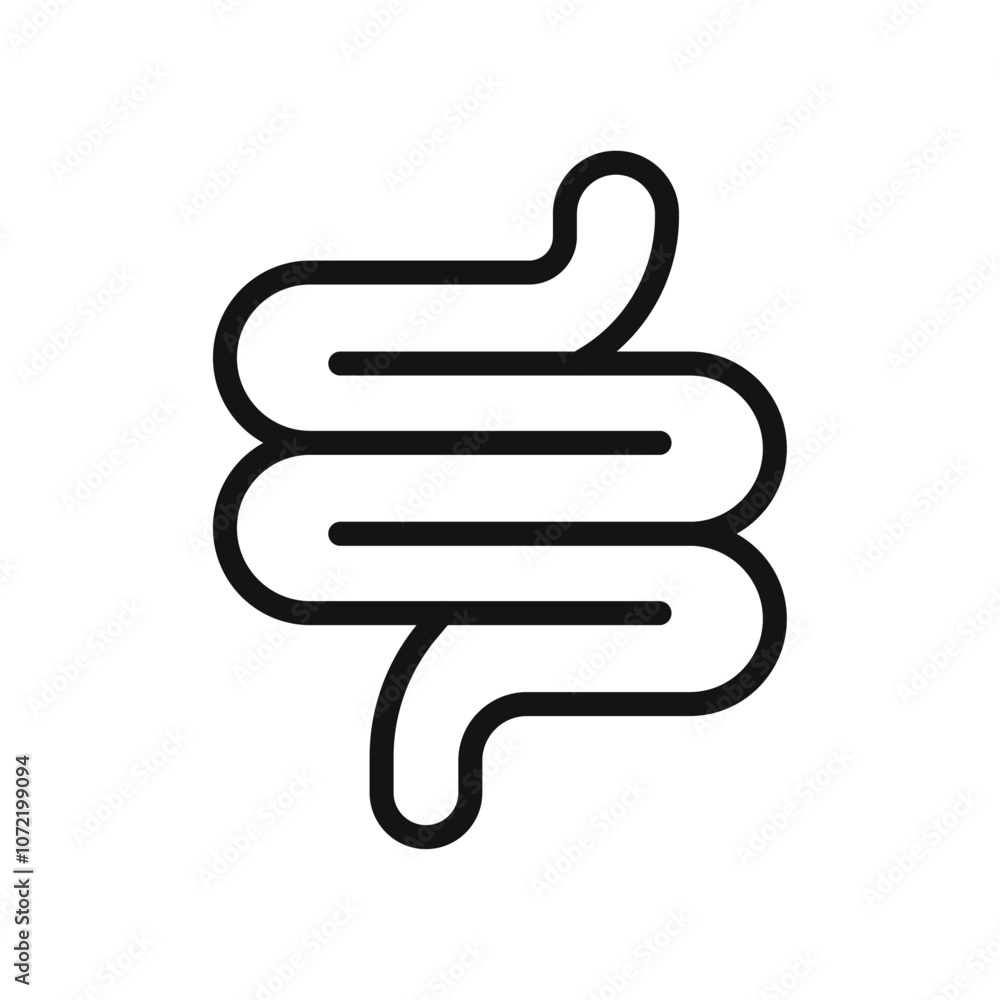 Intestine icon black and white vector outline sign Intestine icon black and white vector outline sign