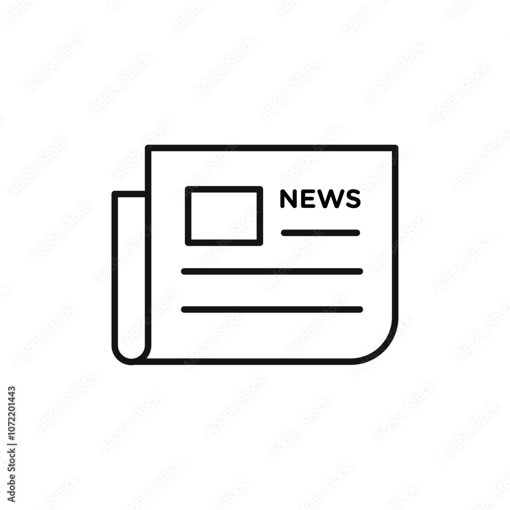 News icon black and white vector outline sign News icon black and white vector outline sign