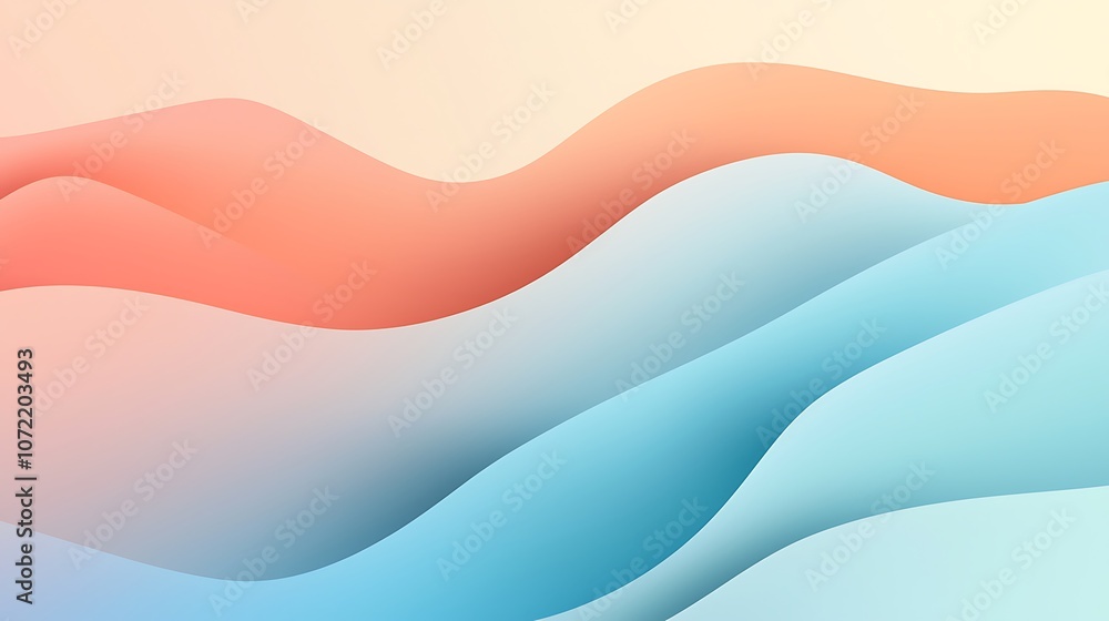 Fototapeta premium Soft Rainbow Gradient Waves Illustration for Serene Backgrounds and Aesthetic Designs Featuring Fluid Color Transitions in Pastel Hues