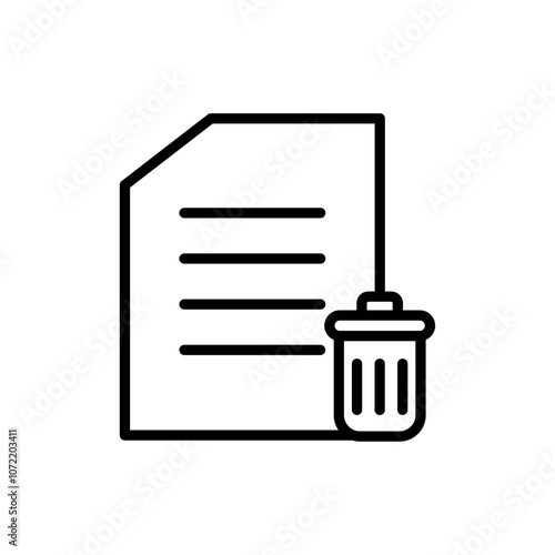 Remove document icon black and white vector outline sign