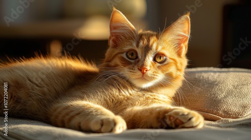 Cozy Minimalist Cat in Sunlit Room
