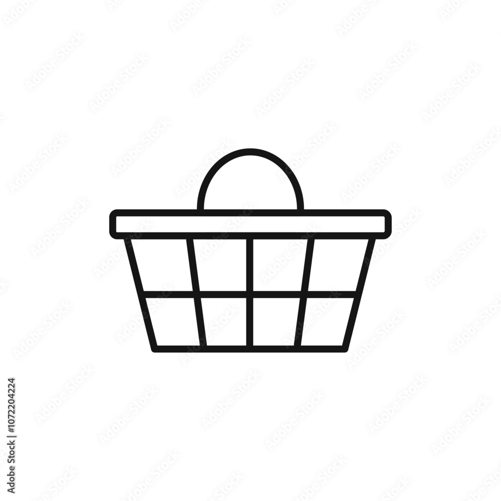 Shopping basket icon black and white vector outline sign Shopping basket icon black and white vector outline sign