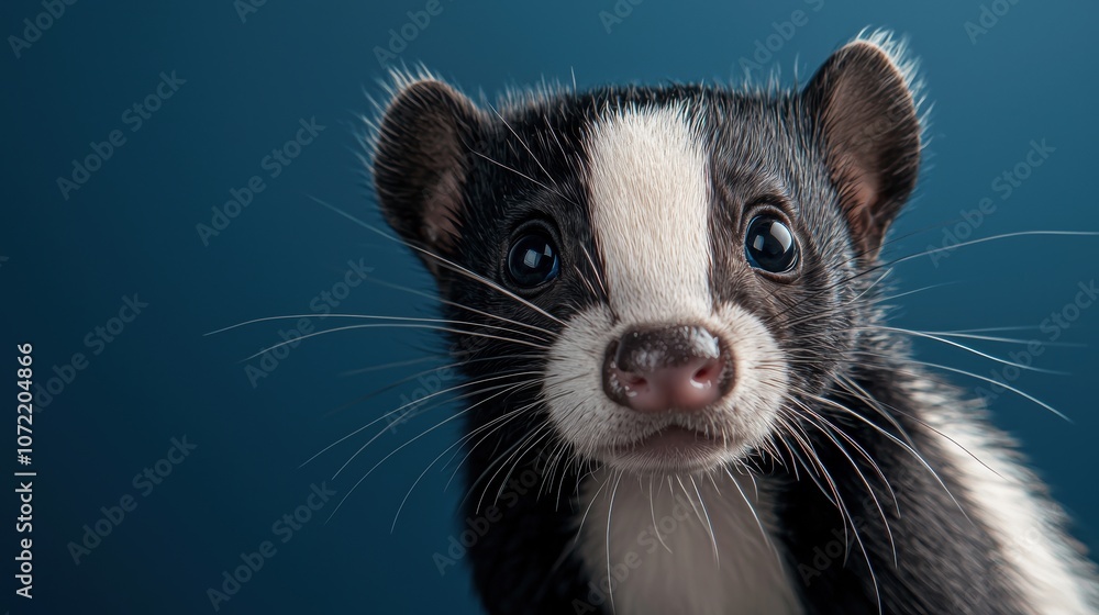 Minimalist Skunk Portrait on Dark Background Minimalist Skunk Portrait on Dark Background