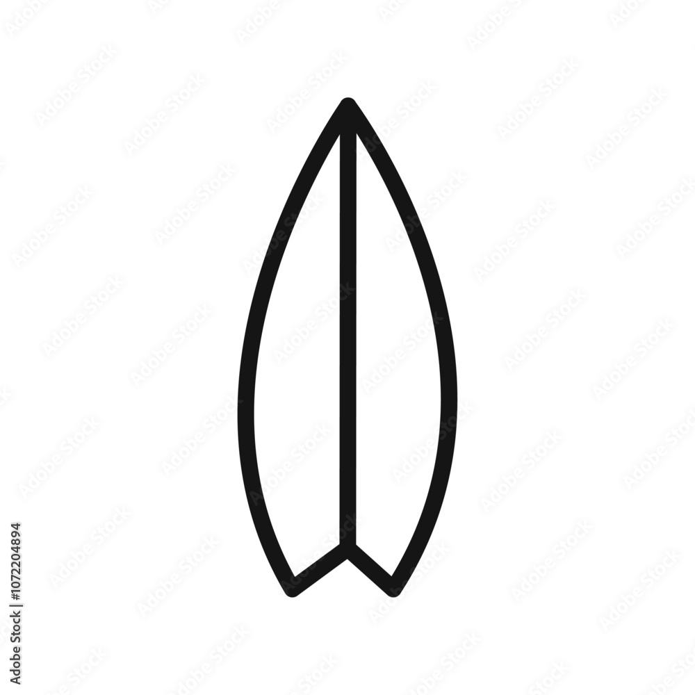 Surf board icon black and white vector outline sign Surf board icon black and white vector outline sign