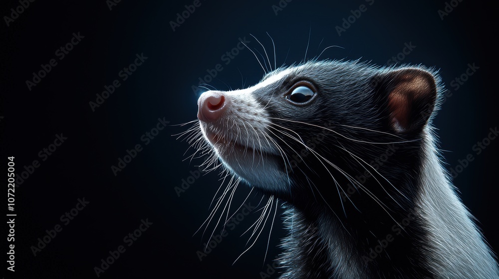 Minimalist Skunk Portrait with Dark Background Minimalist Skunk Portrait with Dark Background