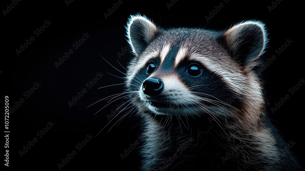 Minimalist Raccoon Portrait on Dark Background Minimalist Raccoon Portrait on Dark Background