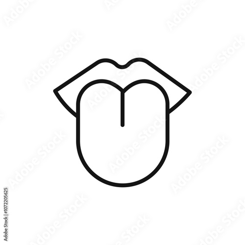 Tongue icon black and white vector outline sign