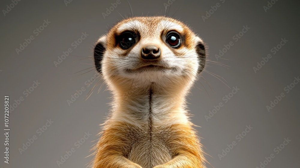 Fototapeta premium Curious Meerkat in Minimalist Setting