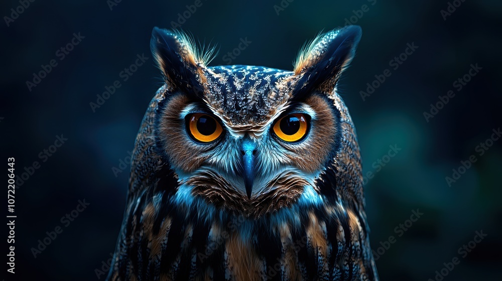 Obraz premium Majestic Owl with Striking Eyes in Minimalist Style
