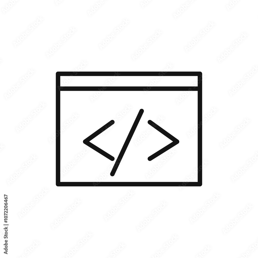 Web development icon black and white vector outline sign Web development icon black and white vector outline sign