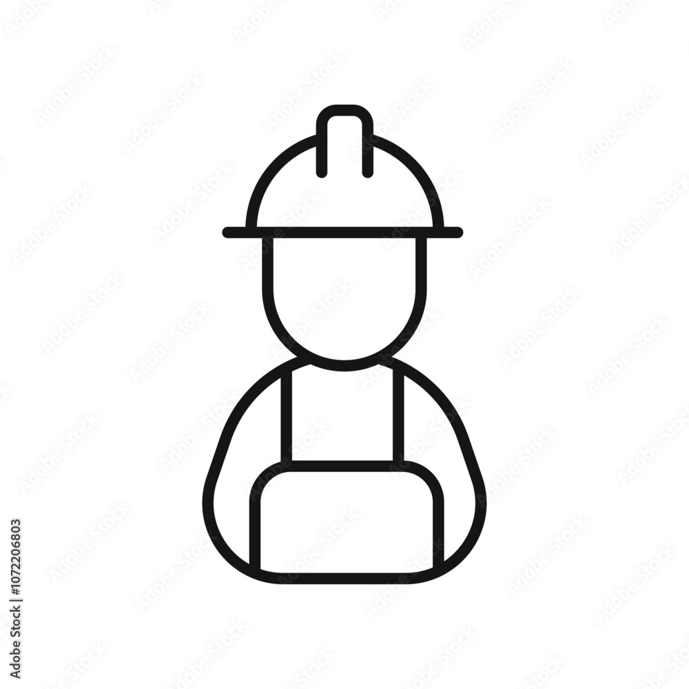 Worker icon black and white vector outline sign Worker icon black and white vector outline sign