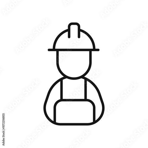 Worker icon black and white vector outline sign