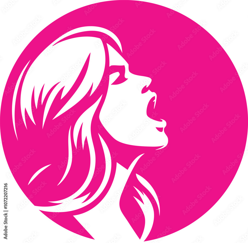 Lesbian feminist woman singer sings about breast cancer activism, gender equality and women rights fight ideas (women activist LGBTQ and feminism circular vector symbol) Lesbian feminist woman singer sings about breast cancer activism, gender equality and women rights fight ideas (women activist LGBTQ and feminism circular vector symbol)