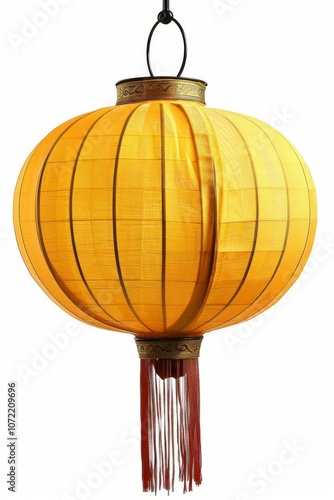 Yellow Chinese lantern with red tassel photo