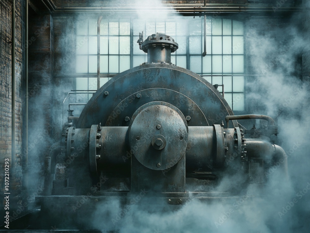 Fototapeta premium Industrial Steam Engine in a Factory