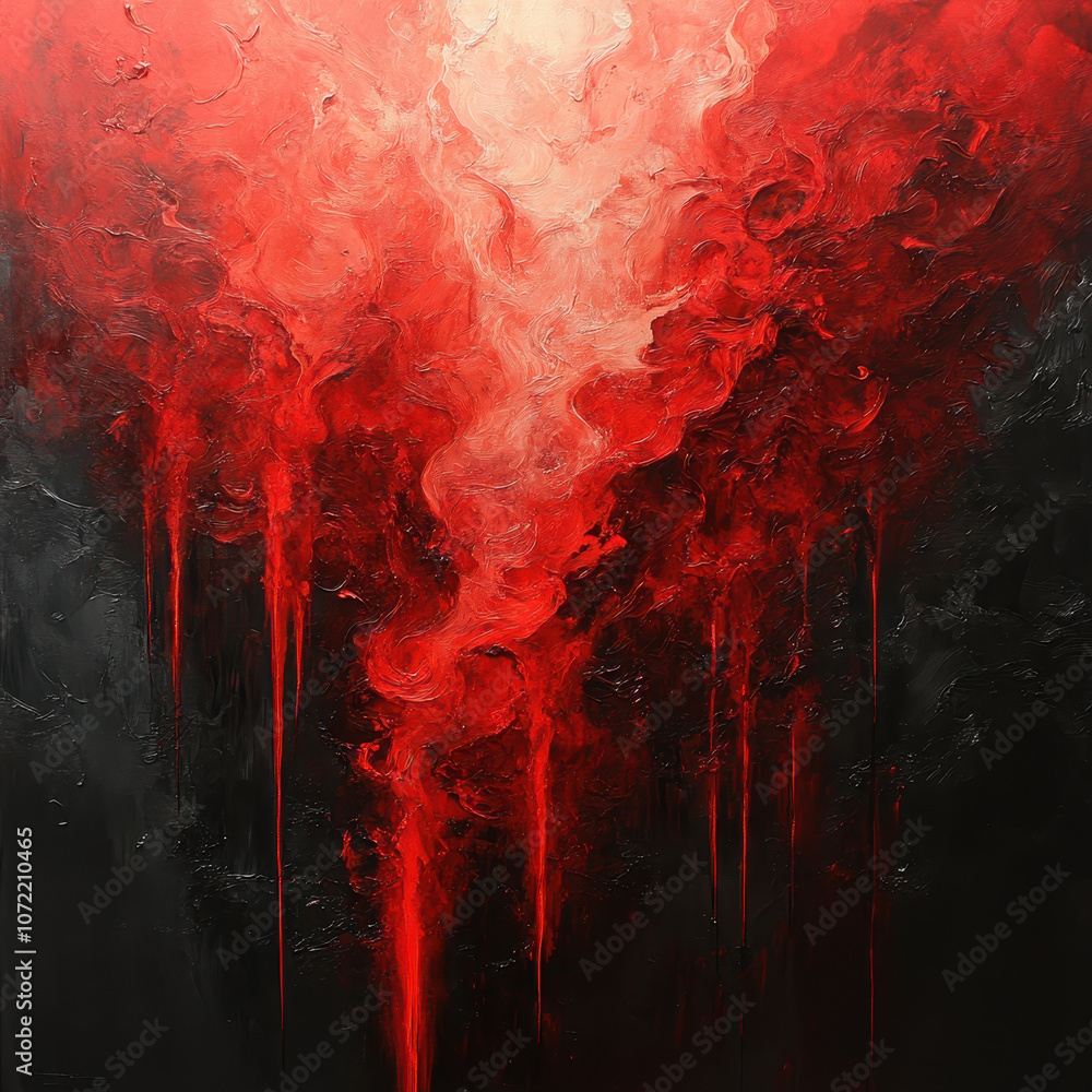Abstract Painting with Red and Black Textures Abstract Painting with Red and Black Textures