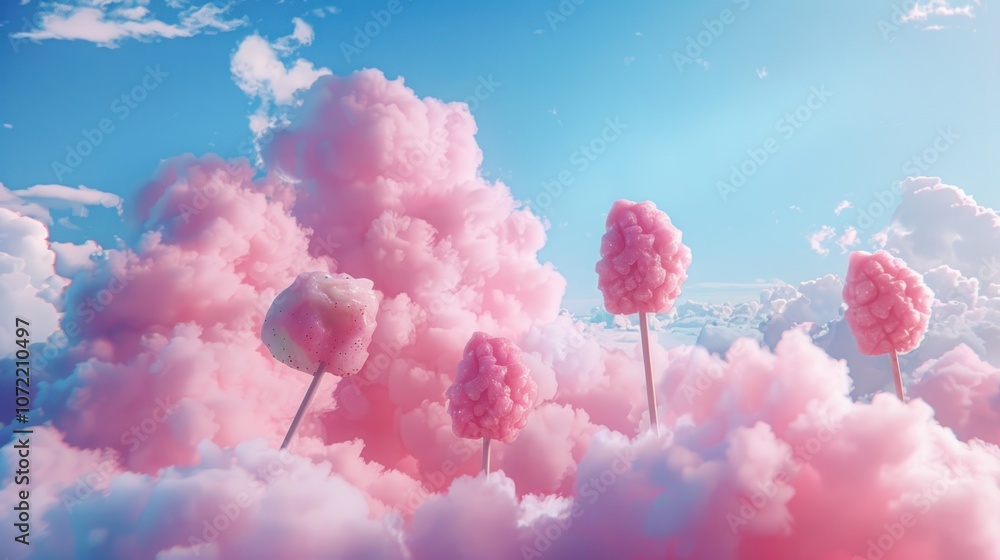 Fototapeta premium Cotton candy land under the fluffy clouds