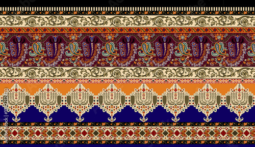Obraz na płótnie seamless beautiful wallpaper cards border design floral leaf vintage ornament Victorian geometric ethnic print paisley pattern w salonie
