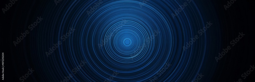 Abstract Blue Concentric Circles on Black Background Abstract Blue Concentric Circles on Black Background