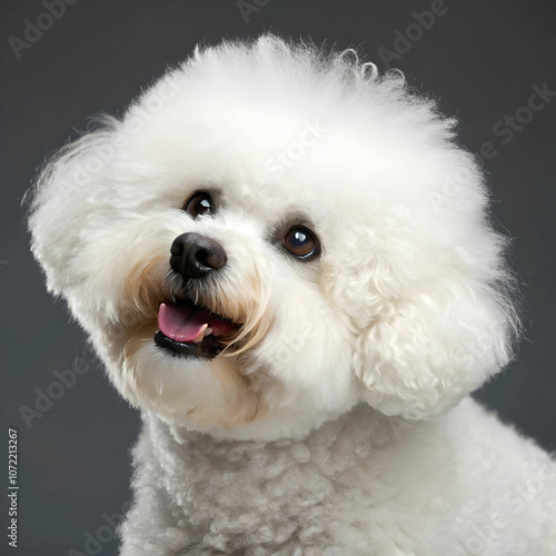 The Bichon Frise is a small, cheerful breed known for its curly coat, playful personality.