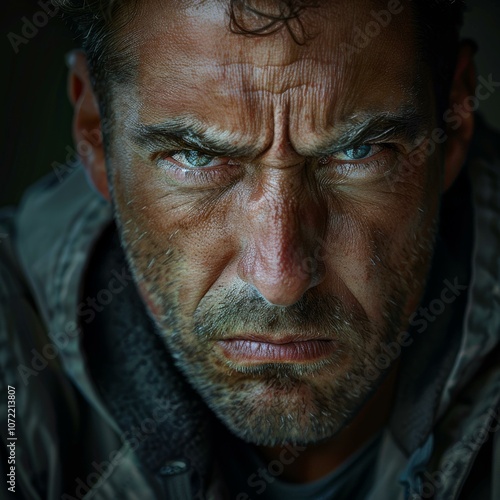 Close Up Portrait of a Serious Man