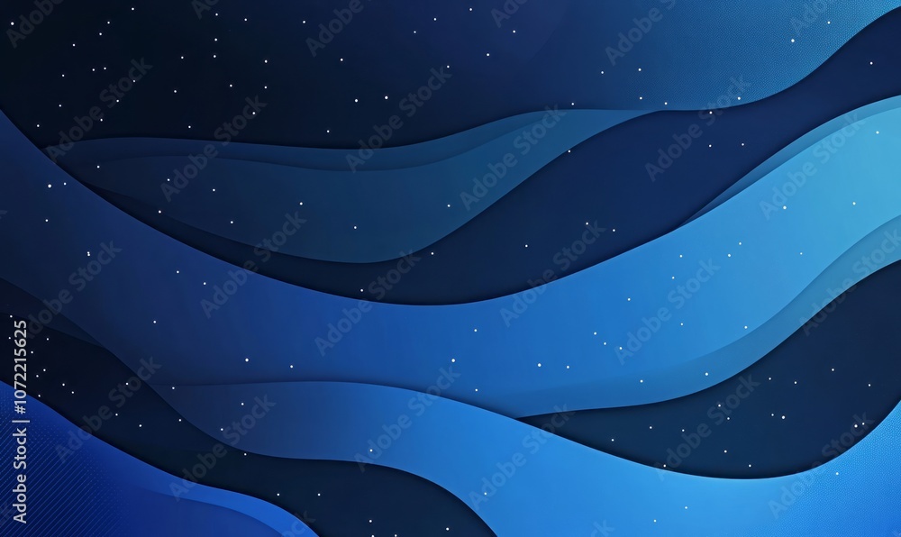 Fototapeta premium Abstract Blue Wavy Background with Scattered White Dots