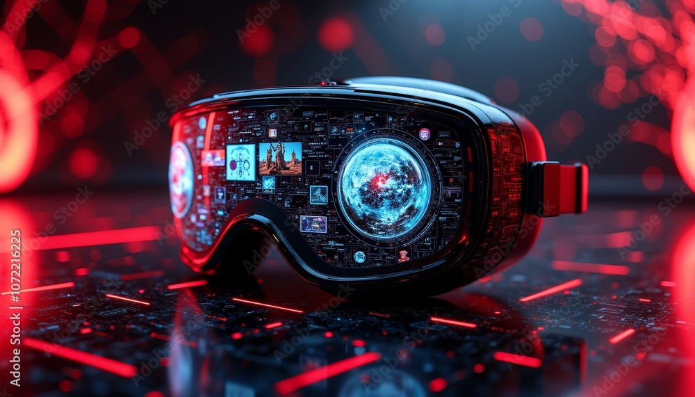 Fototapeta premium Futuristic Visor with Intricate Display Elements and Dynamic Patterns
