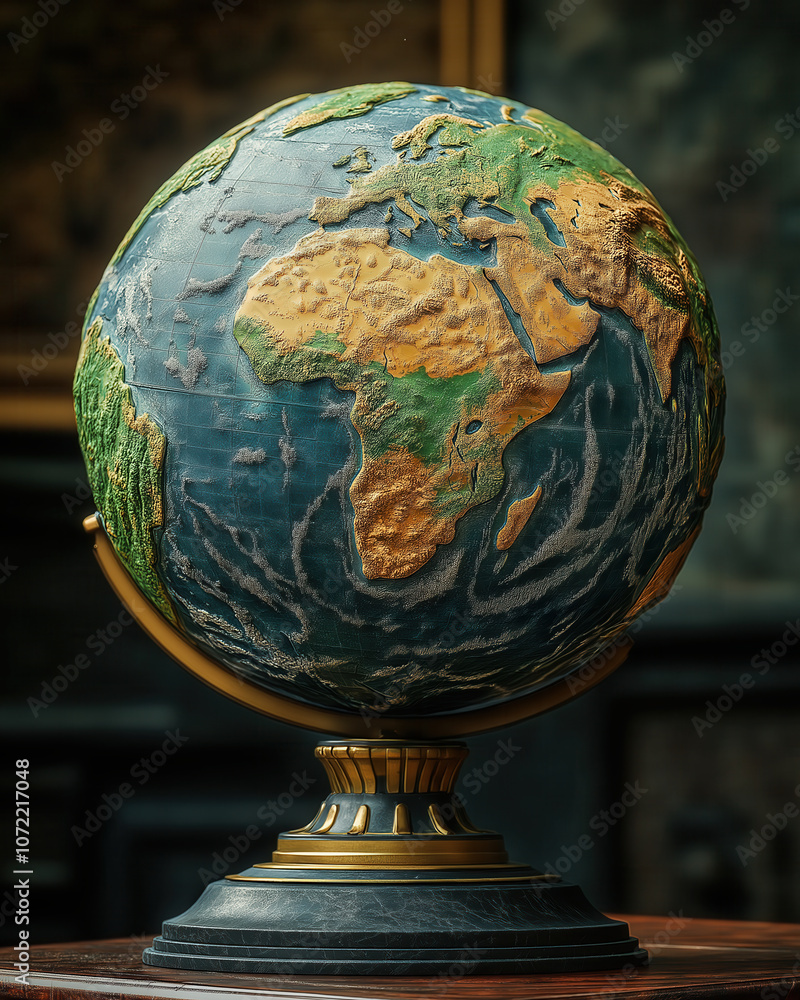 3D globe on a blurred background. 3D globe on a blurred background.