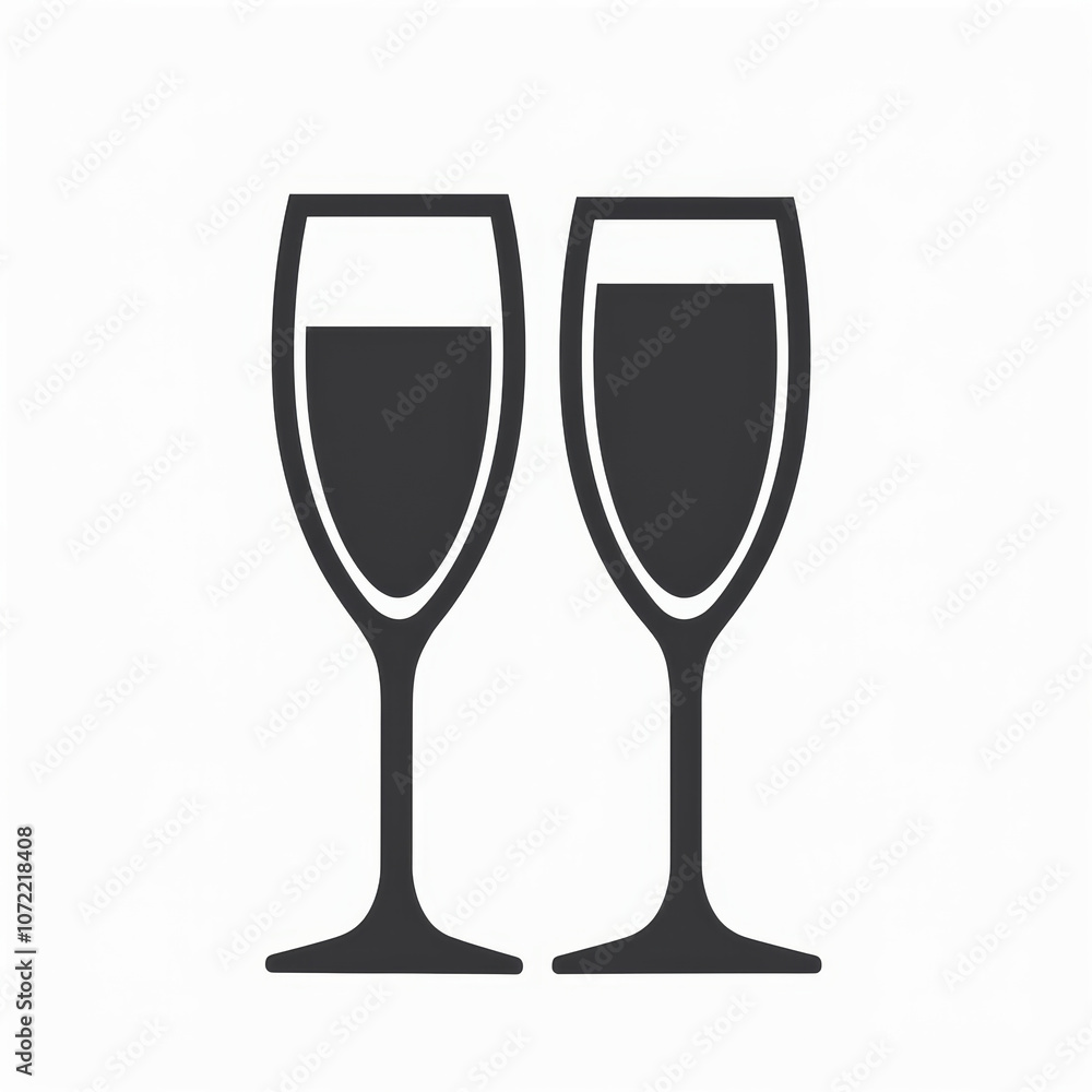 Champagne Glasses Icon on White - Illustration Champagne Glasses Icon on White - Illustration