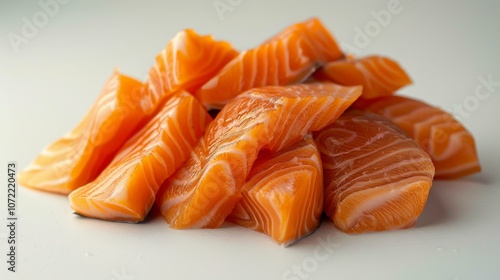 Fresh raw salmon fillet pieces