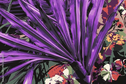 A close-up view of abstract vibrant purple leaves photo