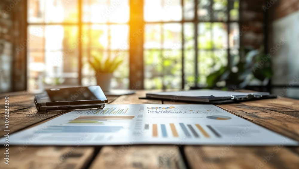 Close-Up of Business Reports with Financial Data, Growth Charts on Wooden Table, Ultra-Realistic Photography Close-Up of Business Reports with Financial Data, Growth Charts on Wooden Table, Ultra-Realistic Photography