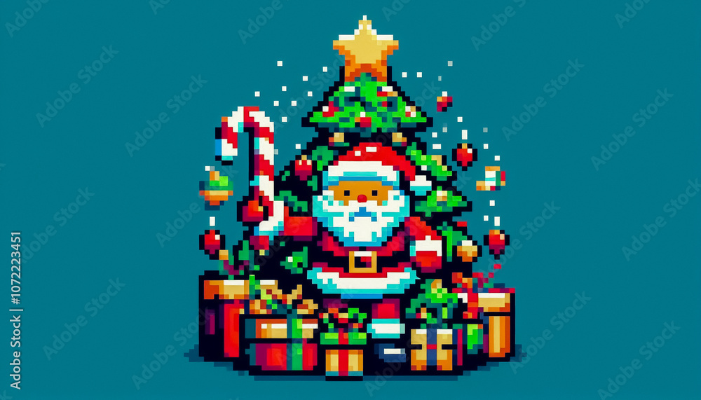 Christmas themed 8bit pixel art illustration Christmas themed 8bit pixel art illustration