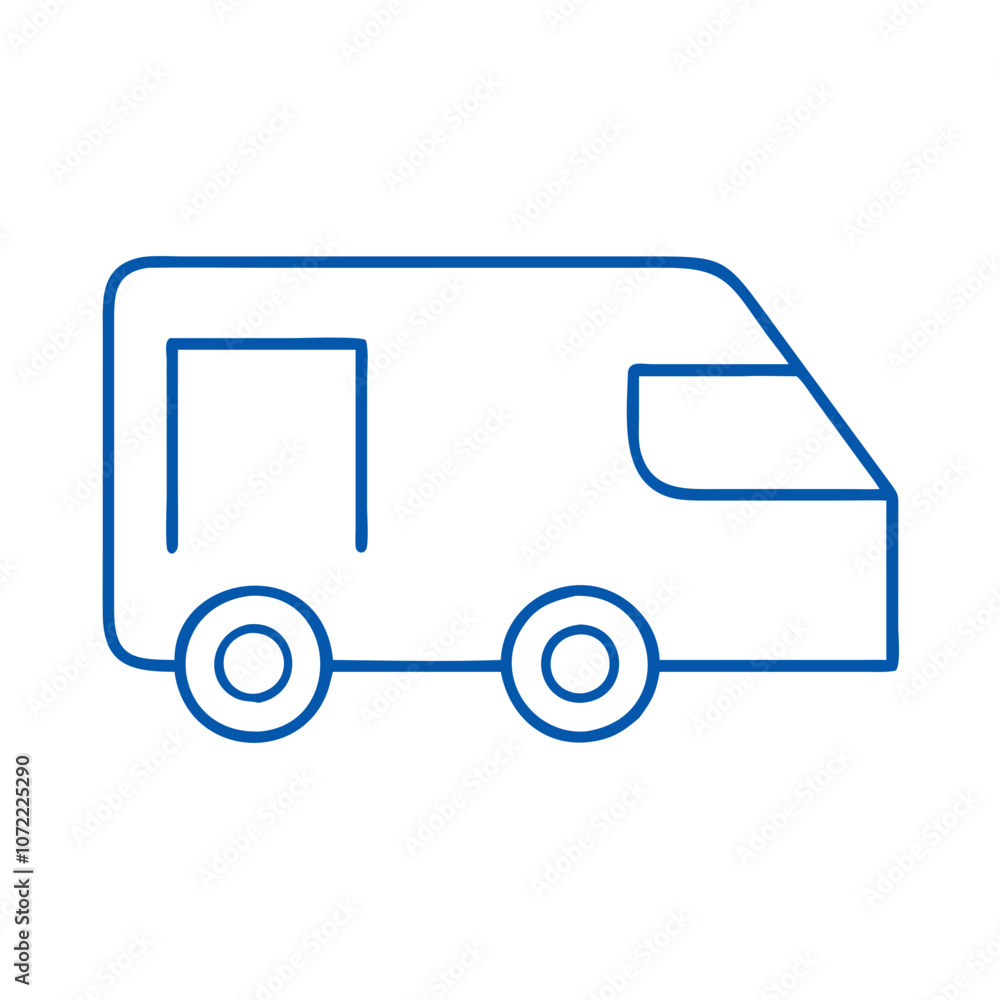 Outline of a camper van in minimalist design, representing road trips and travel adventures Outline of a camper van in minimalist design, representing road trips and travel adventures
