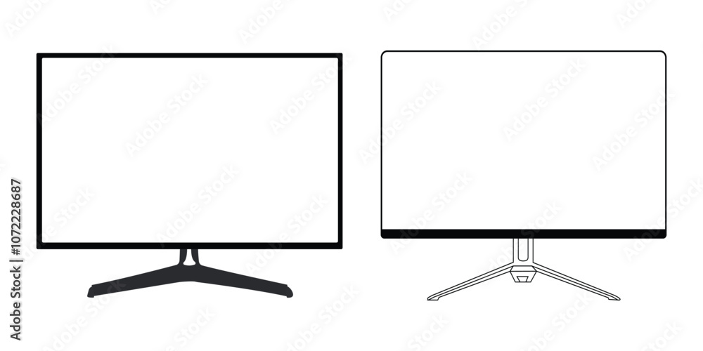 Set of monitor screen display icon in a flat style vector illustration. Blank screen isolated Desktop, laptop, computer monitor. Set of monitor screen display icon in a flat style vector illustration. Blank screen isolated Desktop, laptop, computer monitor.
