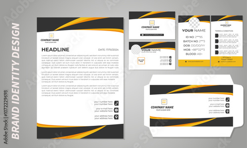 Minimal creative modern simple organic corporate brand office stationary design set template including business card, id card, letterhead, envelope,  For your business