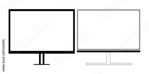 Set of monitor screen display icon in a flat style vector illustration. Blank screen isolated Desktop, laptop, computer monitor.
