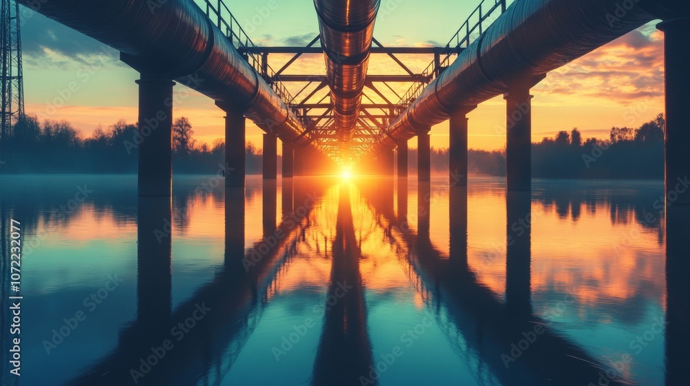 Sunset over Pipeline Bridge. Sunset over Pipeline Bridge.